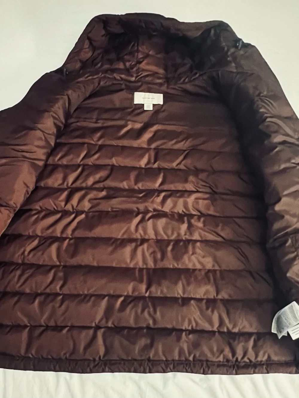 Calvin Klein Quilted Hooded Puffer Jacket - Deep Burgundy Packable travel - Picture 6 of 11